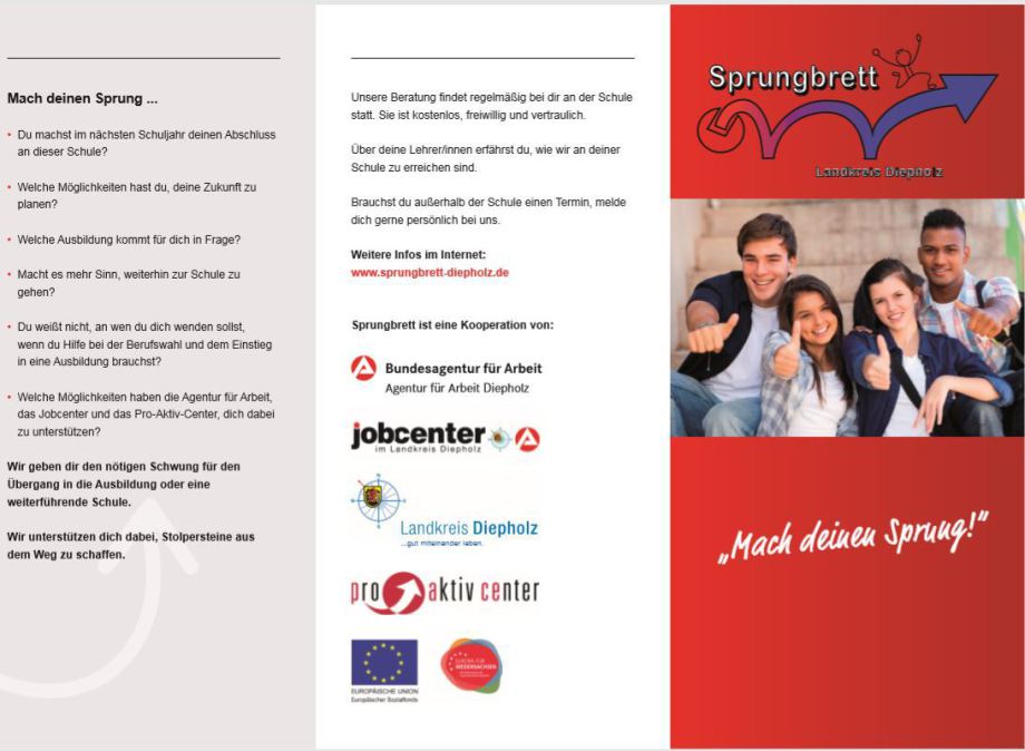 Seite 1 des Flyers des Teams Sprunbretts